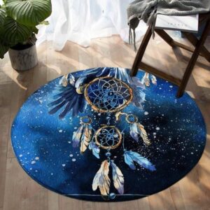 Blue Dream Catcher Round Carpet Floor Rug Living Room Bedroom Decor Round Area Rug Carpet