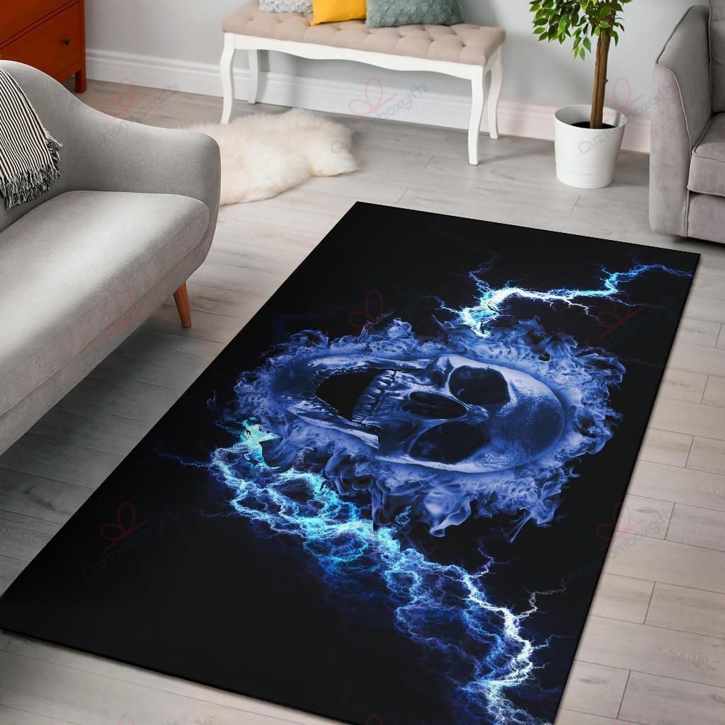 Blue Flaming Skull Rug Sport Decor Gift Floor Decor Living Room Carpet Rug Area Rug - 8c2e1e3aec0e Blue Flaming Skull Rug Sport Decor Gift Floor Decor Living Room Carpet Rug Area Rug - 8c2e1e3aec0e