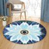 Blue Flower Round Carpet Floor Rug Living Room Bedroom Decor Round Area Rug Carpet