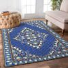 Blue Flower Pattern Rug Sport Decor Gift Floor Decor Living Room Carpet Rug Area Rug - 732fa4f1cbbf