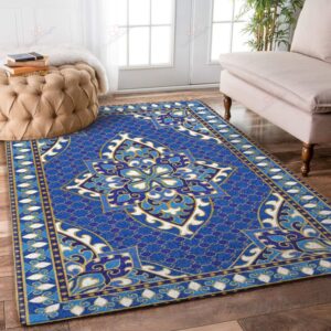 Blue Flower Pattern Rug Sport Decor Gift Floor Decor Living Room Carpet Rug Area Rug - 732fa4f1cbbf