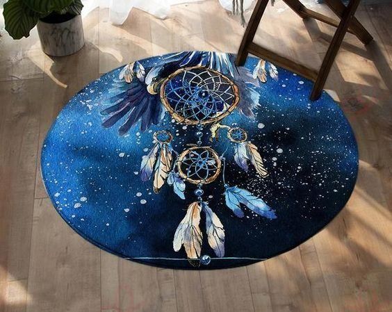 Blue Galaxy Round Carpet Floor Rug Living Room Bedroom Decor Round Area Rug Carpet Blue Galaxy Round Carpet Floor Rug Living Room Bedroom Decor Round Area Rug Carpet