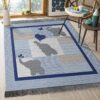 Blue Gray Elephant Rug Sport Decor Gift Floor Decor Living Room Carpet Rug Area Rug - 8fd3ffd8edc5