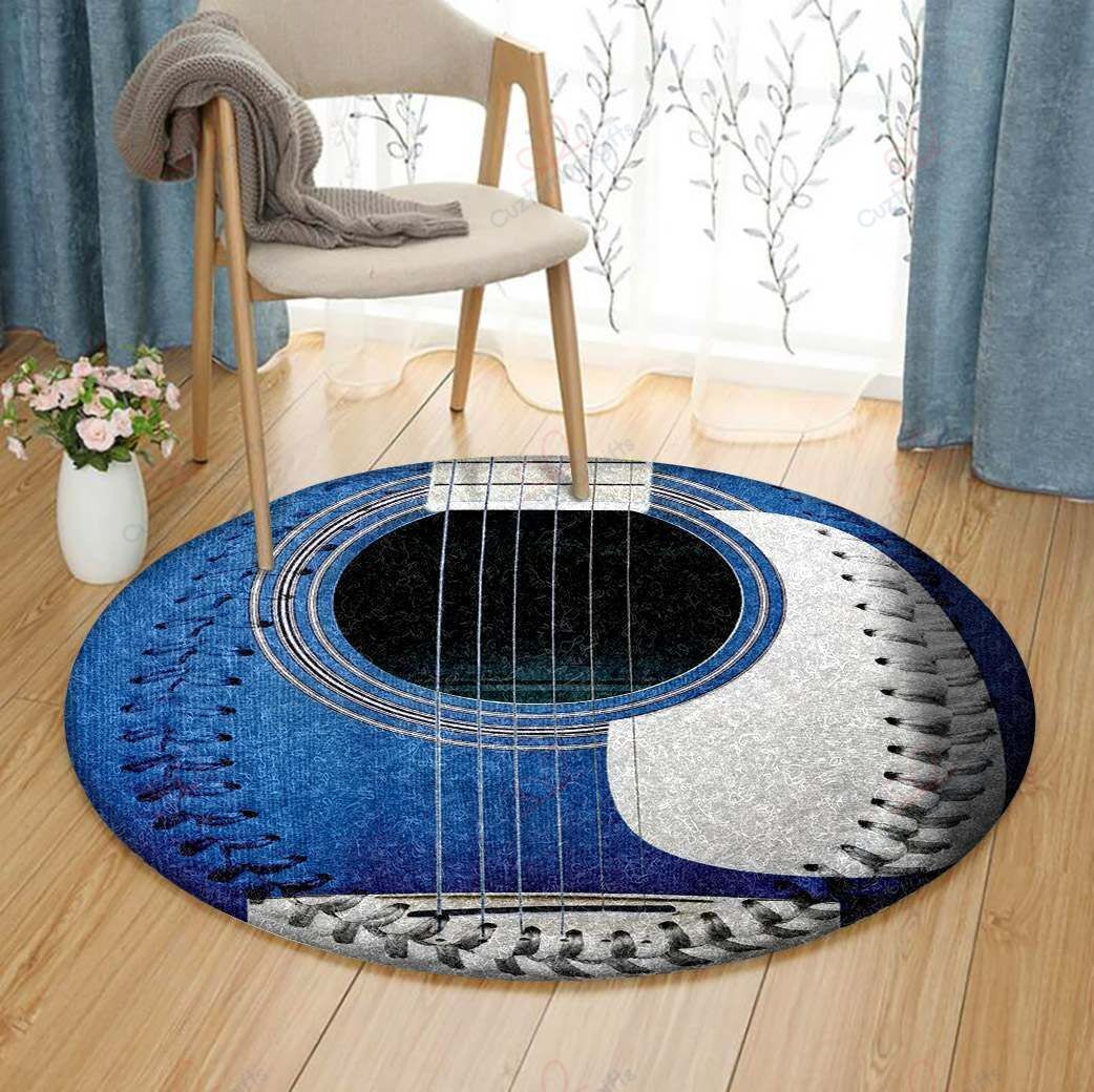 Blue Guitar Baseball White Laces Square Round Carpet Floor Rug Living Room Bedroom Decor Round Area Rug Carpet Blue Guitar Baseball White Laces Square Round Carpet Floor Rug Living Room Bedroom Decor Round Area Rug Carpet
