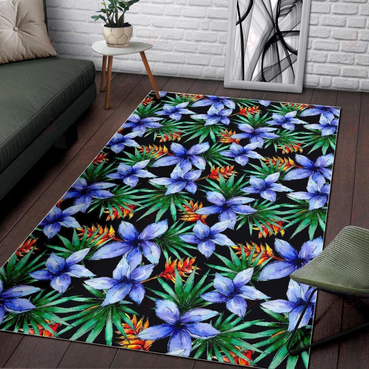 Blue Hawaiian Wildflowers Pattern Rug Sport Decor Gift Floor Decor Living Room Carpet Rug Area Rug - 0889d90dd914 Blue Hawaiian Wildflowers Pattern Rug Sport Decor Gift Floor Decor Living Room Carpet Rug Area Rug - 0889d90dd914