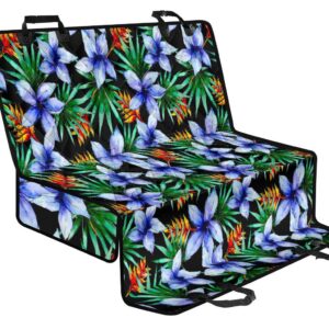 Blue Hawaiian Wildflowers Pattern Print Pet Car Back Seat Cover - b1d27d6a1130