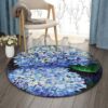 Blue Hydrangea Round Carpet Floor Rug Living Room Bedroom Decor Round Area Rug Carpet
