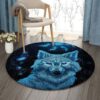 Blue Ice Wolf Round Carpet Floor Rug Living Room Bedroom Decor Round Area Rug Carpet
