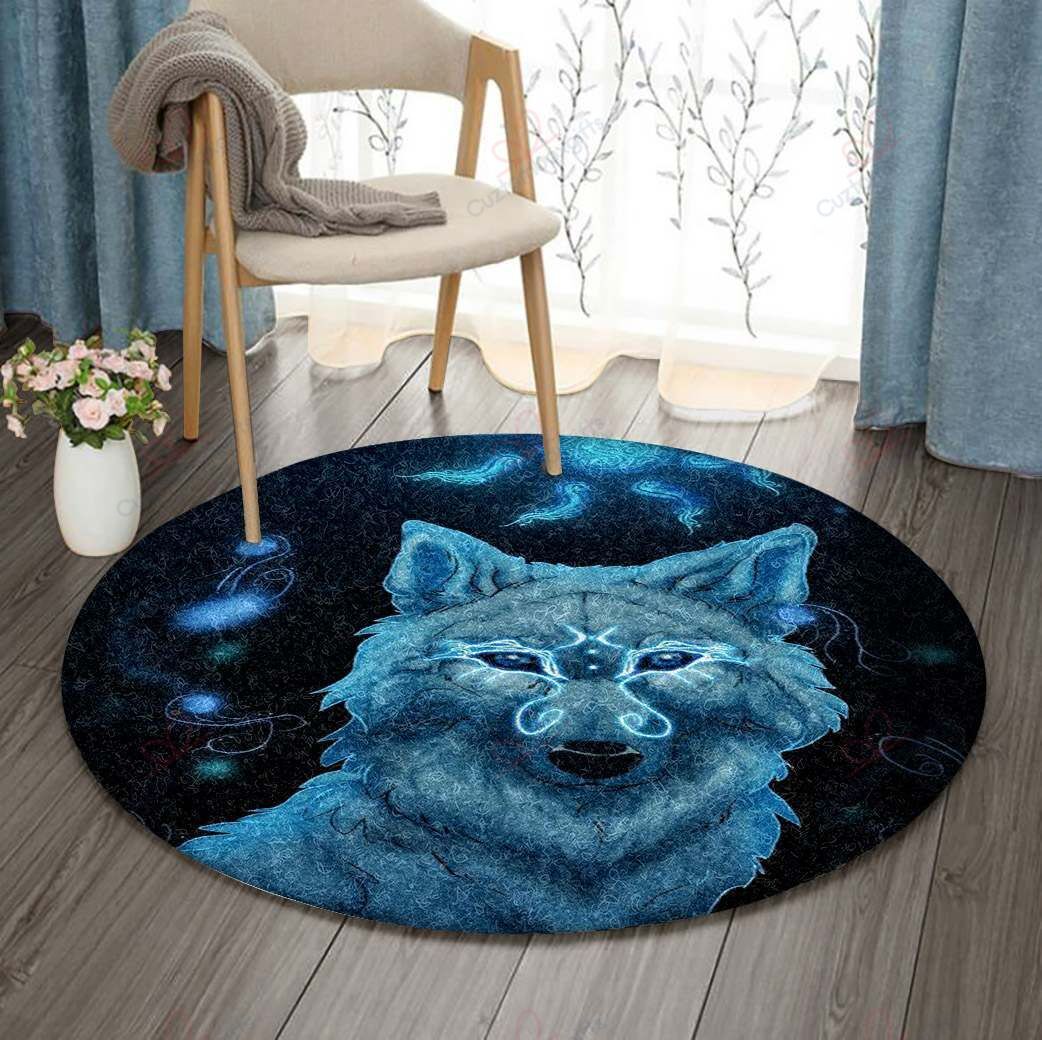 Blue Ice Wolf Round Carpet Floor Rug Living Room Bedroom Decor Round Area Rug Carpet Blue Ice Wolf Round Carpet Floor Rug Living Room Bedroom Decor Round Area Rug Carpet