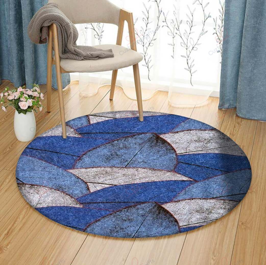 Blue Leaves Round Carpet Floor Rug Living Room Bedroom Decor Round Area Rug Carpet Blue Leaves Round Carpet Floor Rug Living Room Bedroom Decor Round Area Rug Carpet