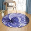 Blue Light Fractal Flower Round Carpet Floor Rug Living Room Bedroom Decor Round Area Rug Carpet