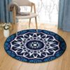 Blue Mandala Round Carpet Floor Rug Living Room Bedroom Decor Round Area Rug Carpet