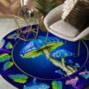 Blue Mushroom Round Carpet Floor Rug Living Room Bedroom Decor Round Area Rug Carpet