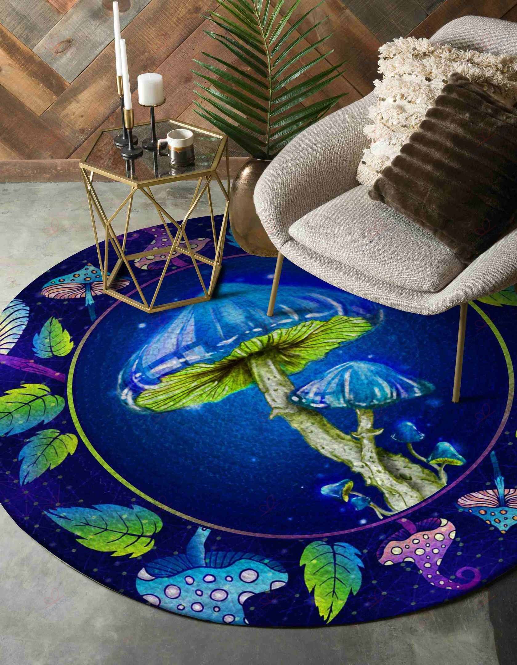 Blue Mushroom Round Carpet Floor Rug Living Room Bedroom Decor Round Area Rug Carpet Blue Mushroom Round Carpet Floor Rug Living Room Bedroom Decor Round Area Rug Carpet