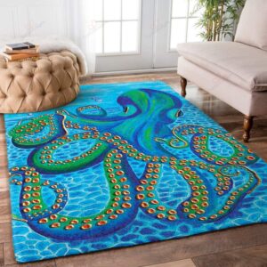 Blue Octopus Rug Sport Decor Gift Floor Decor Living Room Carpet Rug Area Rug - 354a47eb86ac