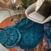 Blue Owl 1 Round Carpet Floor Rug Living Room Bedroom Decor Round Area Rug Carpet