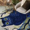 Blue Owl 2 Round Carpet Floor Rug Living Room Bedroom Decor Round Area Rug Carpet