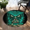 Blue Owl Round Carpet Floor Rug Living Room Bedroom Decor Round Area Rug Carpet