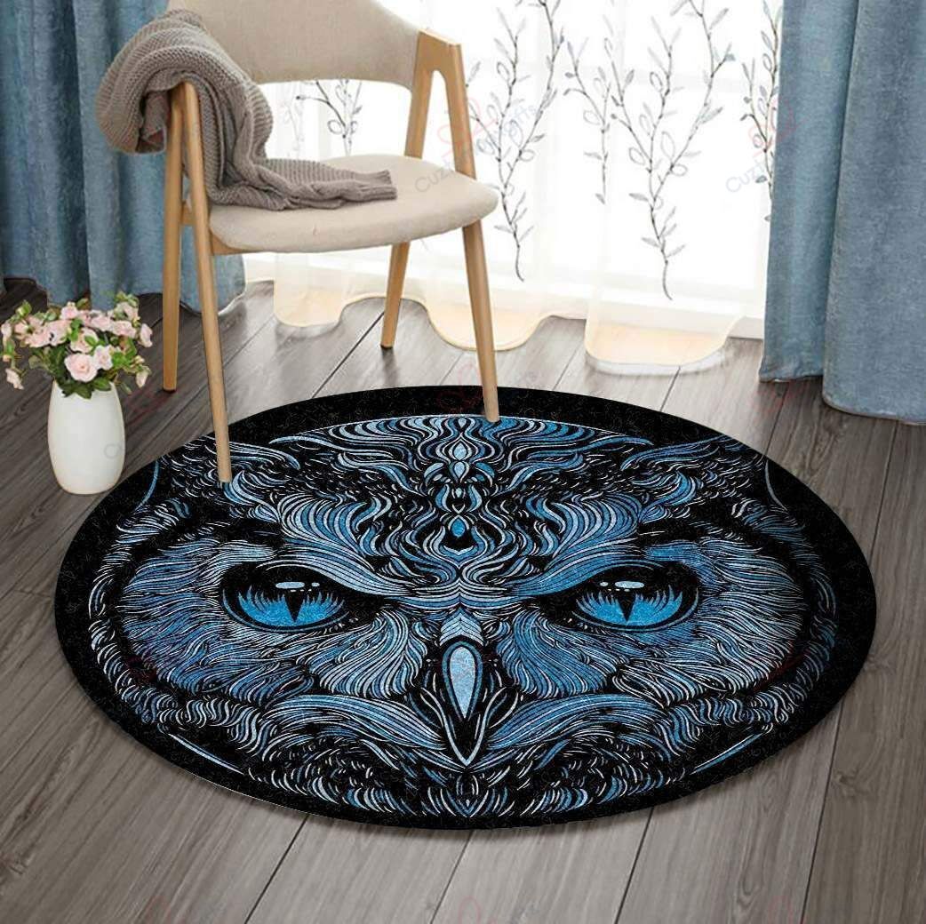 Blue Owl Round Carpet Floor Rug Living Room Bedroom Decor Round Area Rug Carpet Blue Owl Round Carpet Floor Rug Living Room Bedroom Decor Round Area Rug Carpet