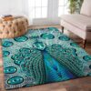 Blue Peacock Rug Sport Decor Gift Floor Decor Living Room Carpet Rug Area Rug - adb9b49546a1
