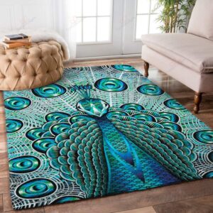 Blue Peacock Rug Sport Decor Gift Floor Decor Living Room Carpet Rug Area Rug - adb9b49546a1