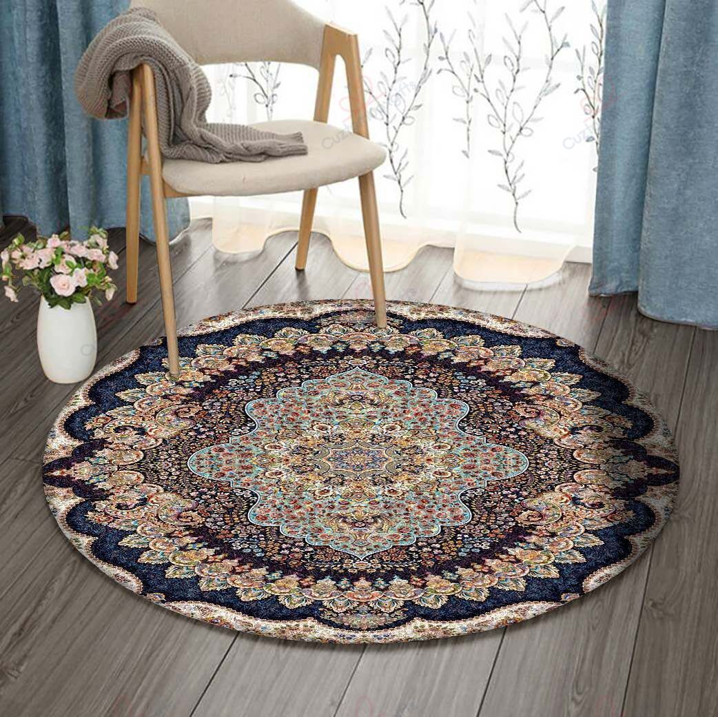 Blue Persian Antique Floral Round Carpet Floor Rug Living Room Bedroom Decor Round Area Rug Carpet Blue Persian Antique Floral Round Carpet Floor Rug Living Room Bedroom Decor Round Area Rug Carpet