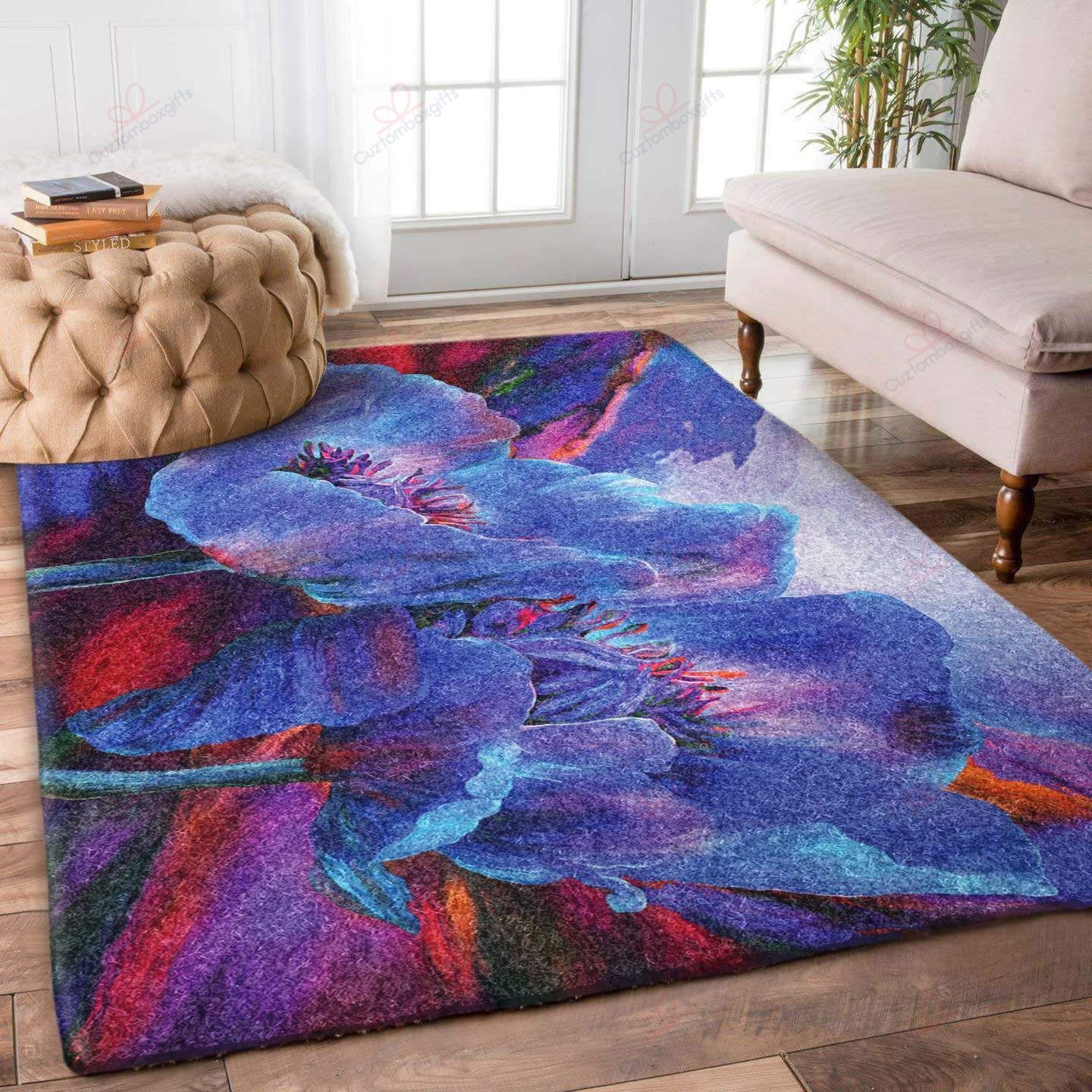 Blue Poppies On Red Rug Sport Decor Gift Floor Decor Living Room Carpet Rug Area Rug - cf50d6c57529 Blue Poppies On Red Rug Sport Decor Gift Floor Decor Living Room Carpet Rug Area Rug - cf50d6c57529