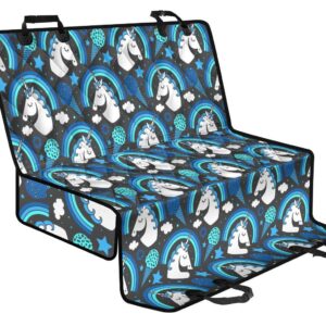 Blue Rainbow Unicorn Pattern Print Pet Car Back Seat Cover - a469cbdc2170