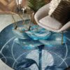 Blue Rose 1 Round Carpet Floor Rug Living Room Bedroom Decor Round Area Rug Carpet