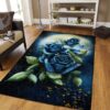 Blue Rose And Butterfly Rug Sport Decor Gift Floor Decor Living Room Carpet Rug Area Rug - 755c8c6e8566