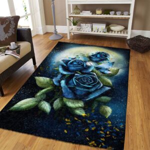 Blue Rose And Butterfly Rug Sport Decor Gift Floor Decor Living Room Carpet Rug Area Rug - 755c8c6e8566