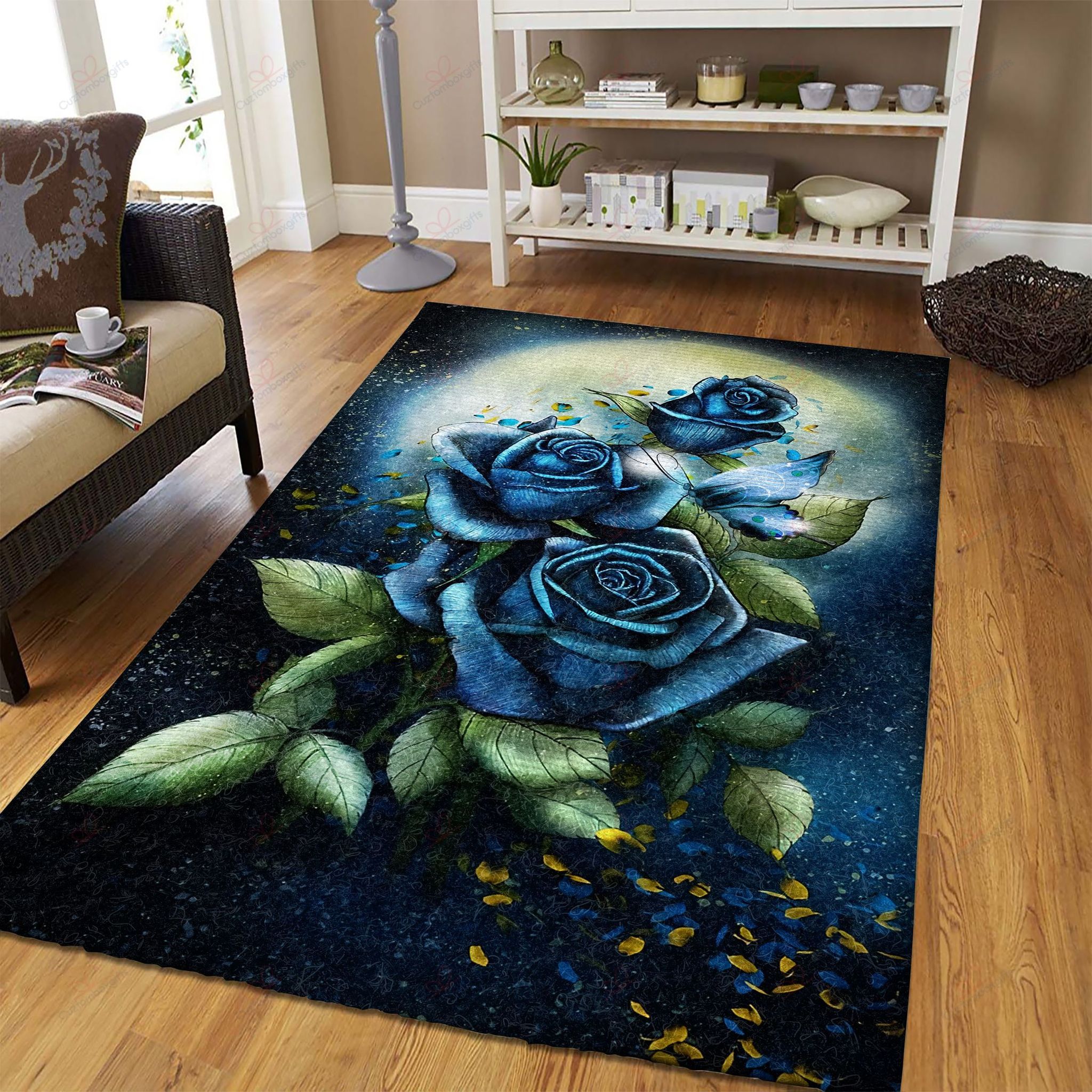 Blue Rose And Butterfly Rug Sport Decor Gift Floor Decor Living Room Carpet Rug Area Rug - 755c8c6e8566 Blue Rose And Butterfly Rug Sport Decor Gift Floor Decor Living Room Carpet Rug Area Rug - 755c8c6e8566