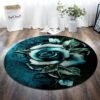 Blue Rose Round Carpet Floor Rug Living Room Bedroom Decor Round Area Rug Carpet