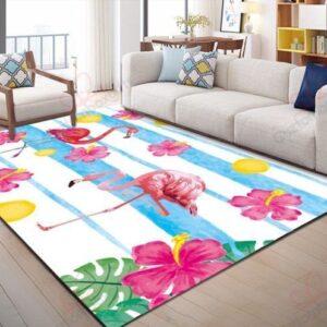 Blue Sea Pink Flamingo 1 Rug Sport Decor Gift Floor Decor Living Room Carpet Rug Area Rug - 4bcdf7e04b49