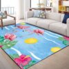 Blue Sea Pink Flamingo Rug Sport Decor Gift Floor Decor Living Room Carpet Rug Area Rug - 5bb149e8c5d4