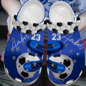 Blue Soccer Shoes Clog – Funny Sport Crocs Clog Crocbland Clog Birthday Gift For Man Boy