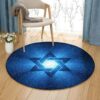 Blue Star Of David Round Carpet Floor Rug Living Room Bedroom Decor Round Area Rug Carpet