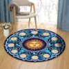Blue Sun And Moon Round Carpet Floor Rug Living Room Bedroom Decor Round Area Rug Carpet