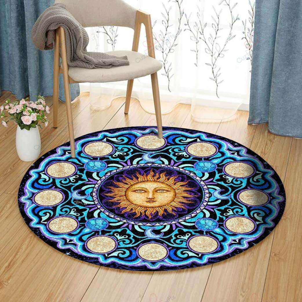 Blue Sun And Moon Round Carpet Floor Rug Living Room Bedroom Decor Round Area Rug Carpet Blue Sun And Moon Round Carpet Floor Rug Living Room Bedroom Decor Round Area Rug Carpet