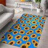 Blue Sunflower Pattern Rug Sport Decor Gift Floor Decor Living Room Carpet Rug Area Rug - 5bb13db8f1aa