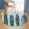 Blue Surfing Board Round Carpet Floor Rug Living Room Bedroom Decor Round Area Rug Carpet