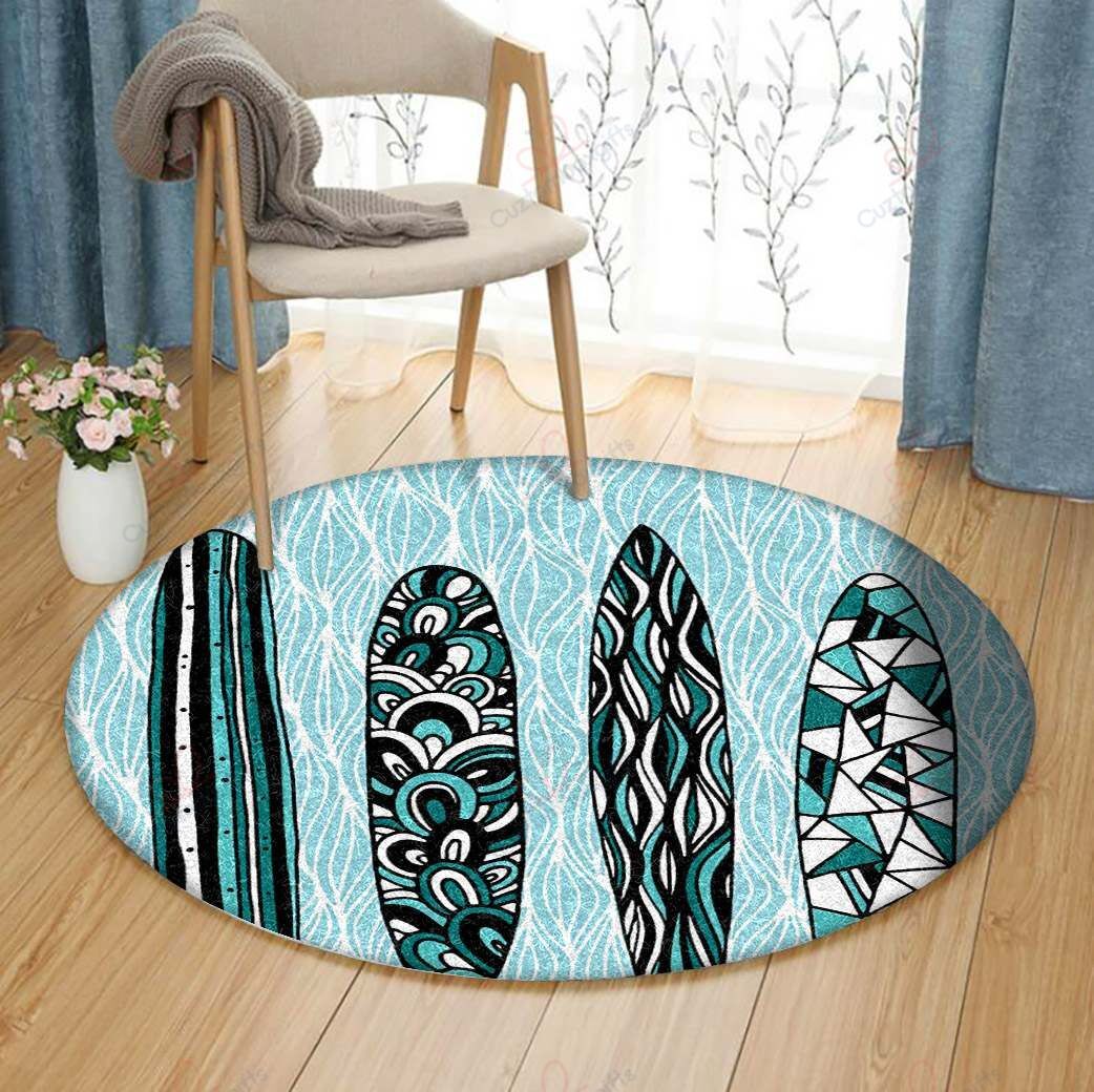 Blue Surfing Board Round Carpet Floor Rug Living Room Bedroom Decor Round Area Rug Carpet Blue Surfing Board Round Carpet Floor Rug Living Room Bedroom Decor Round Area Rug Carpet