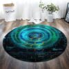Blue Technology Round Carpet Floor Rug Living Room Bedroom Decor Round Area Rug Carpet