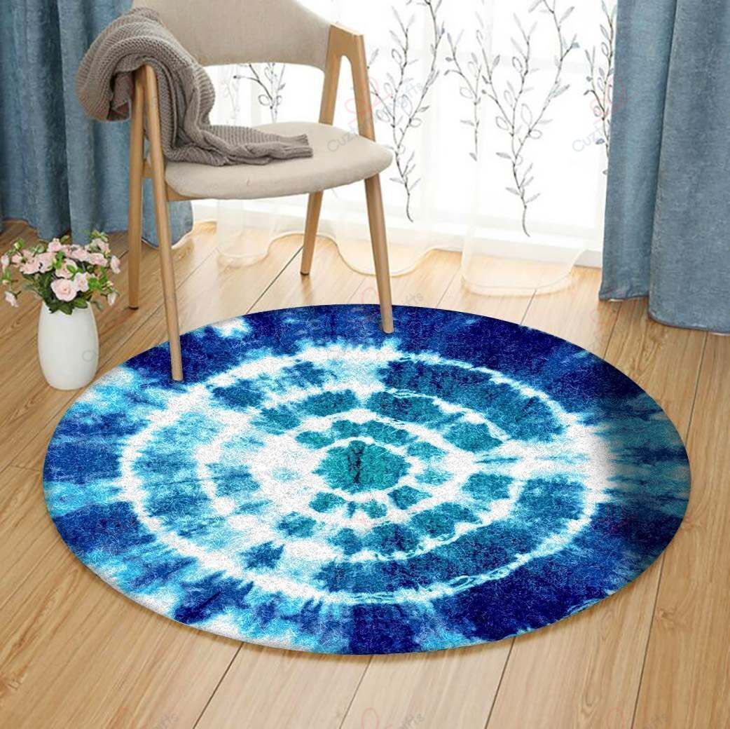 Blue Tie Dyed Round Carpet Floor Rug Living Room Bedroom Decor Round Area Rug Carpet Blue Tie Dyed Round Carpet Floor Rug Living Room Bedroom Decor Round Area Rug Carpet