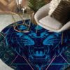 Blue Tiger Round Carpet Floor Rug Living Room Bedroom Decor Round Area Rug Carpet