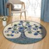 Blue Tree Of Life Round Carpet Floor Rug Living Room Bedroom Decor Round Area Rug Carpet