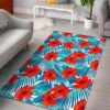 Blue Tropical Hibiscus Pattern Rug Sport Decor Gift Floor Decor Living Room Carpet Rug Area Rug - 2bb9f27f4518