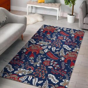 Blue Vintage Bohemian Floral Rug Sport Decor Gift Floor Decor Living Room Carpet Rug Area Rug - 01972c1ef6f4