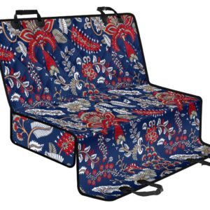 Blue Vintage Bohemian Floral Print Pet Car Back Seat Cover - ba679c215537