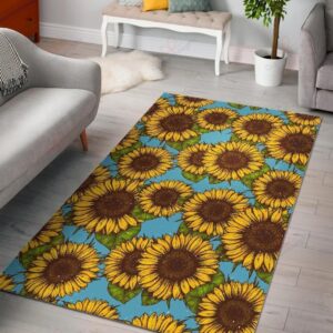 Blue Vintage Sunflower Pattern Rug Sport Decor Gift Floor Decor Living Room Carpet Rug Area Rug - dea1a46c076f